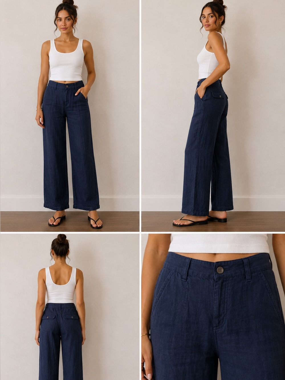 LONDONJEAN Women's Navy Blue Boot Cut Pants